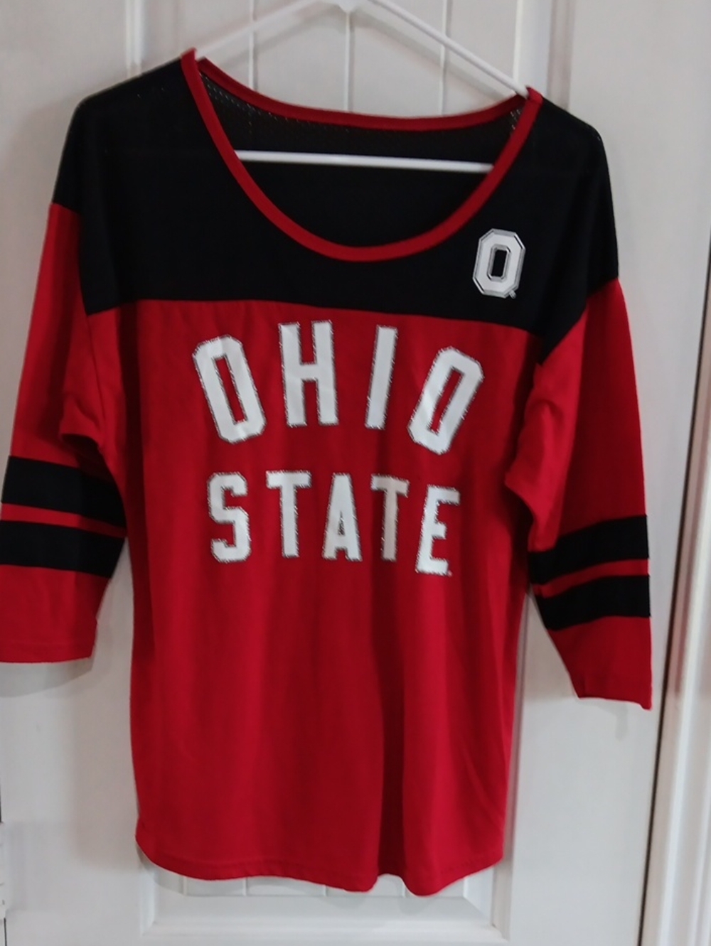 VS PINK Ohio State Buckeyes Football Jersey Shirt Glitter Colorblock L